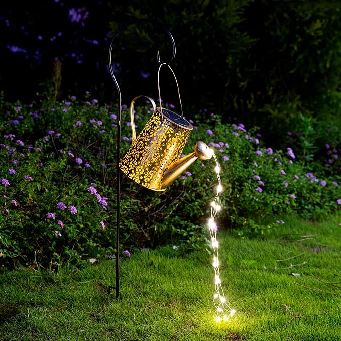 Solar Lights Outdoor Garden Decor, Large Hanging Waterproof Watering Can Landscape Lights Outside Decorations for Yard Front Porch Patio Backyard Gardening Gift for Mom Grandma Women Birthday-VerdiqueGarden