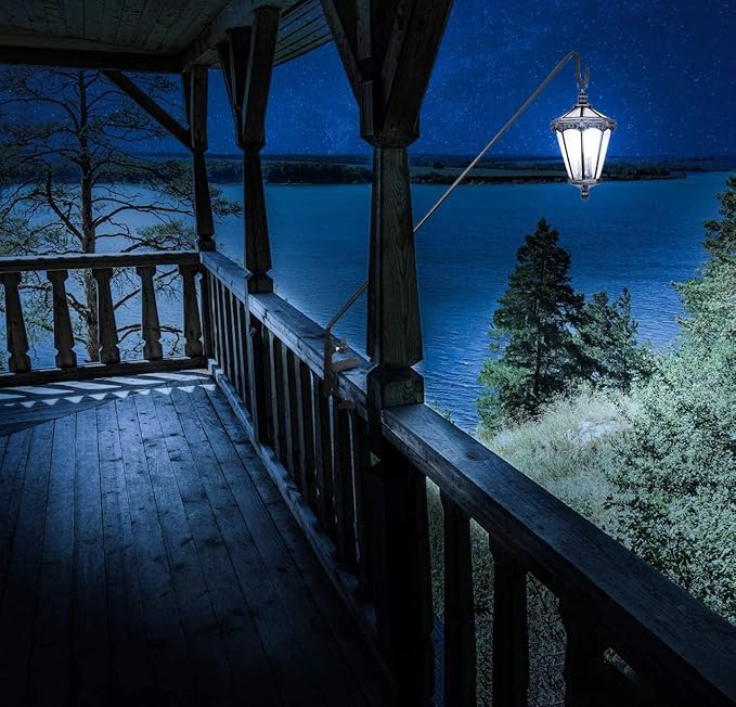 ERYTLLY Extended Reach Deck Hook Wall Pole Wall Mounted Deck Hook Extensible and 43 inch Wall Bracket for Hanging Bird Feeder,Plants,Wind Chimes,Lanterns 2 Packs-VerdiqueGarden