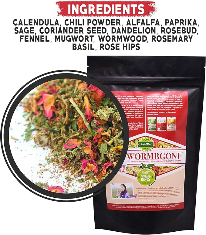 Non-GMO Backyard Chicken Nesting Herbs (8 Pounds) - Naturally Keep a Clean Coop Your Hens Will Love - Chicken Supplies and Feed WormBGone-VerdiqueGarden