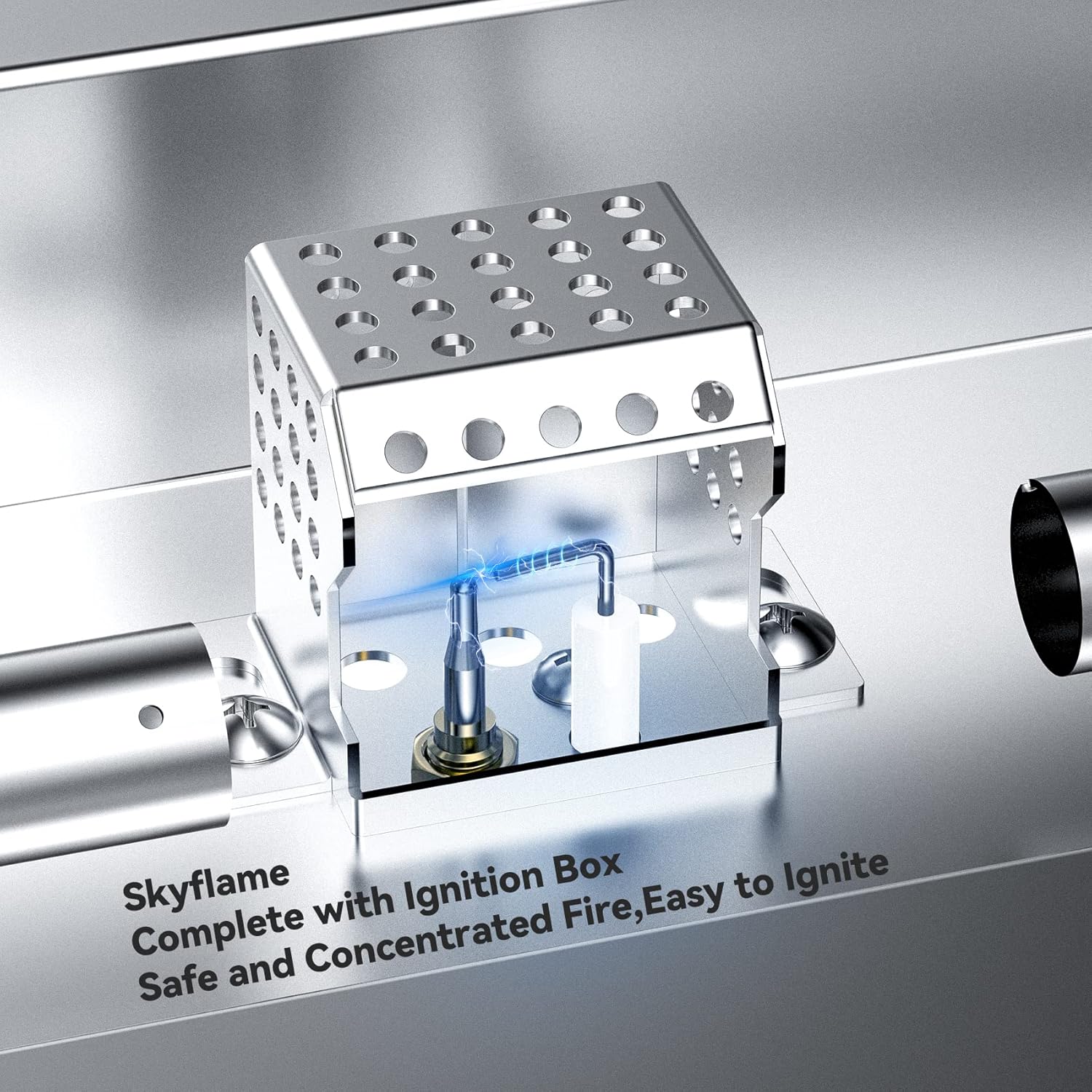 Skyflame 30" Linear Stainless Steel Fire Pit Drop-in Burner Kit with Flame Sensing, Electronic Spark Ignition, CSA Certified, and Propane Regulator Hose Set-VerdiqueGarden