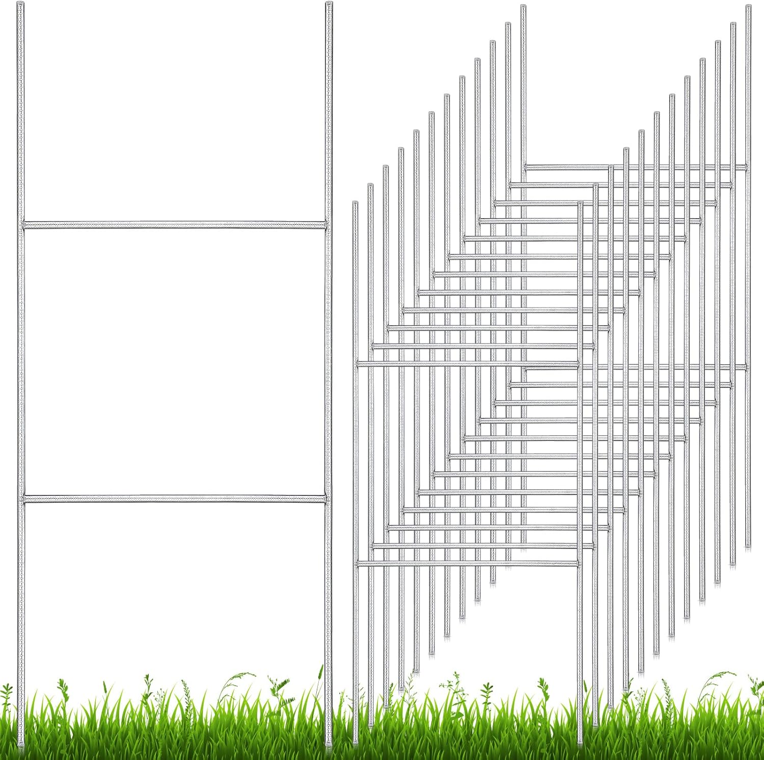 12 Pcs H Stakes for Yard Signs 24'' x 10'' Metal Heavy Duty H Frame Lawn Wire Stakes Weatherproof Metal Sign Holder Bulk for 4mm 5mm Corrugated Signs Board Guidepost Yard House Garden Decor-VerdiqueGarden