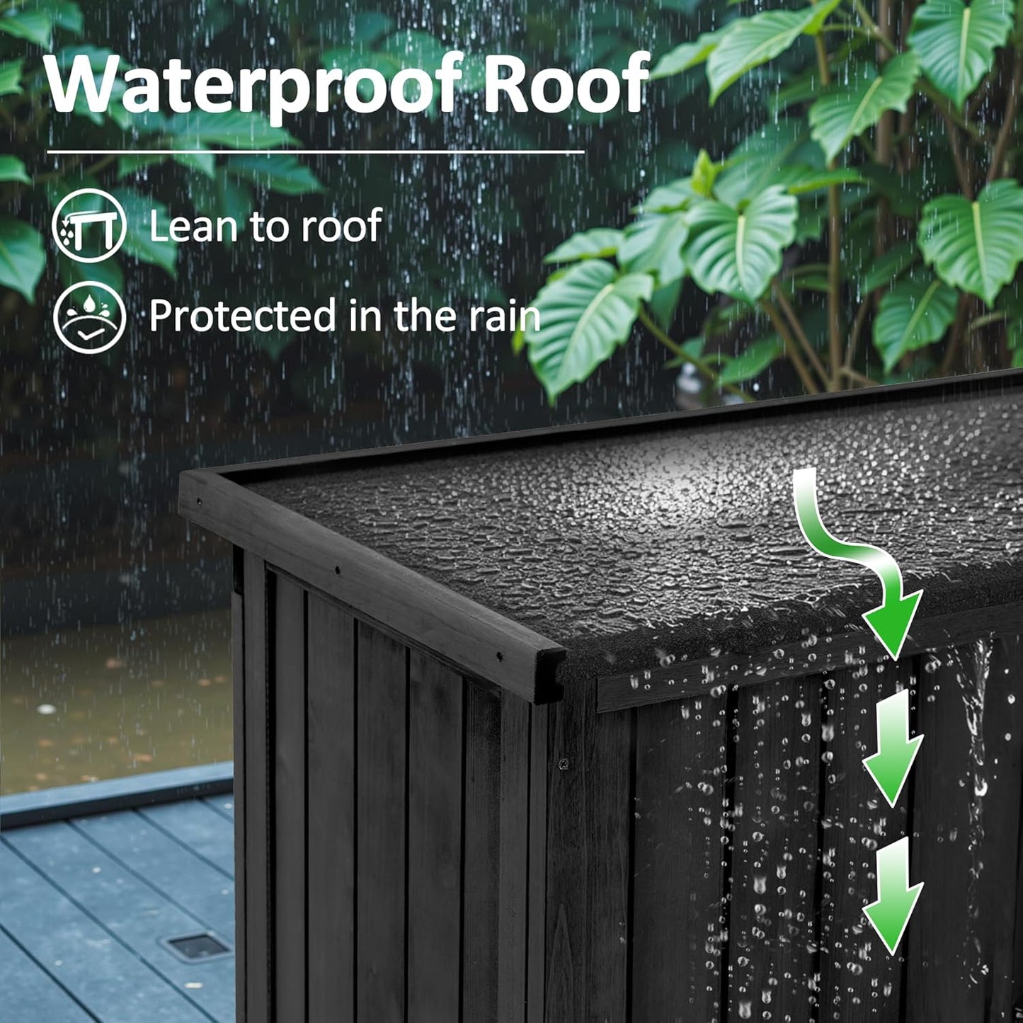 MCombo Outdoor Storage Cabinet, Garden Storage Shed, Outside Vertical Shed with Lockers, Outdoor 63 Inches Wood Tall Cabinet for Yard and Patio 0870 (Black)-VerdiqueGarden