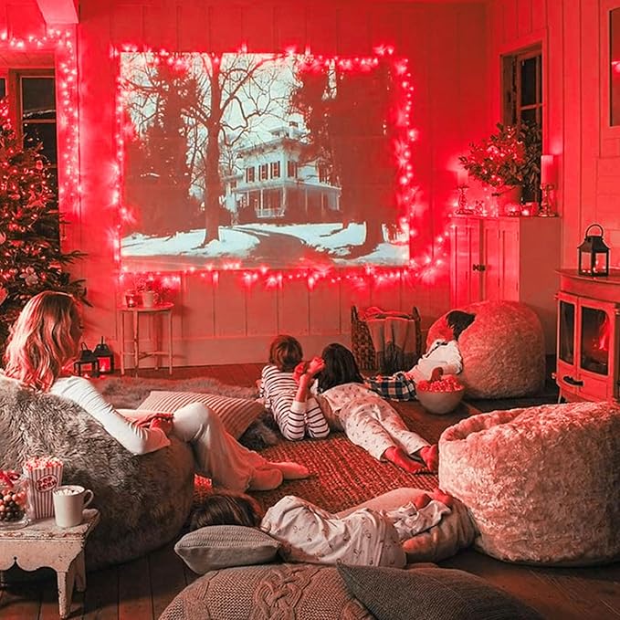 JMEXSUSS Red Christmas Lights Clear Wire, 66ft 200 LED Red Christmas String Lights Outdoor Indoor Plug in, 8 Modes Red String Twinkle Fairy Lights for Room Party Tree Decorations-VerdiqueGarden