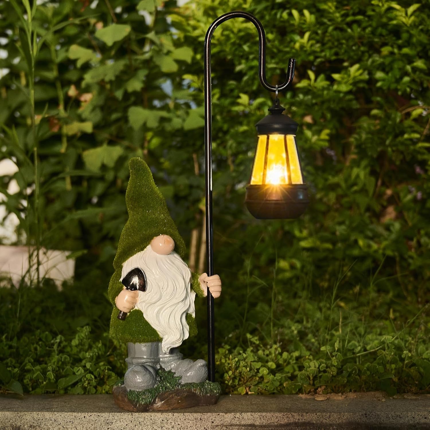 Solar Garden Gnome Decor Outdoor Statue - Gnome With LED Waterproof Sculptures Lights, Cute Gnome Pond/Yard Statues Outside Decoration, Home, Lawn, Patio, Resin Animal Ornament, Women/Gardening Gift-VerdiqueGarden