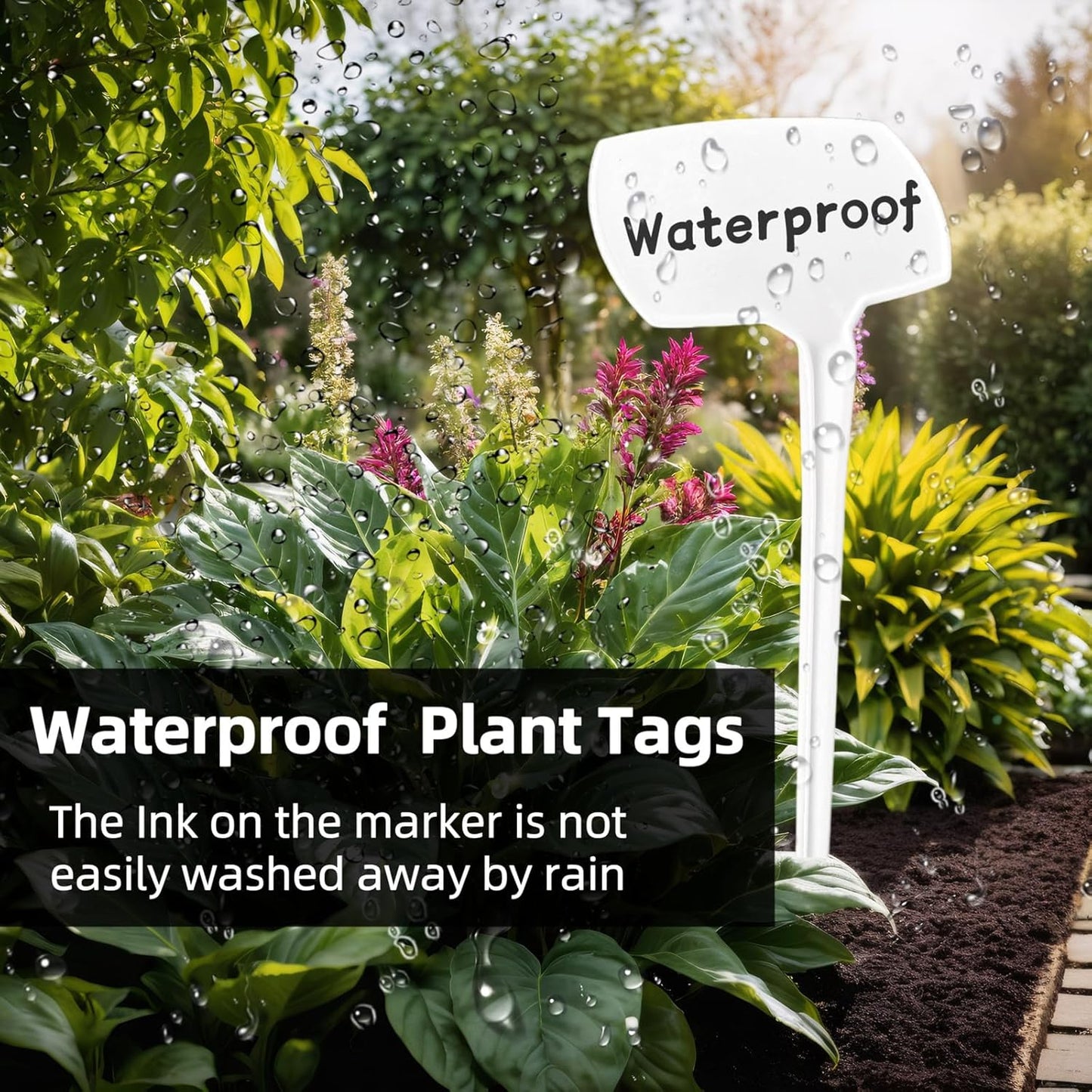 Large Plant Markers, 14.1'' Tall Plant Labels for Outdoor Garden Waterproof Durable T-Type Plastic Garden Labels, Perfect for Herbs, Flowers, Vegetable with a Marker Pen (12PCS)-VerdiqueGarden