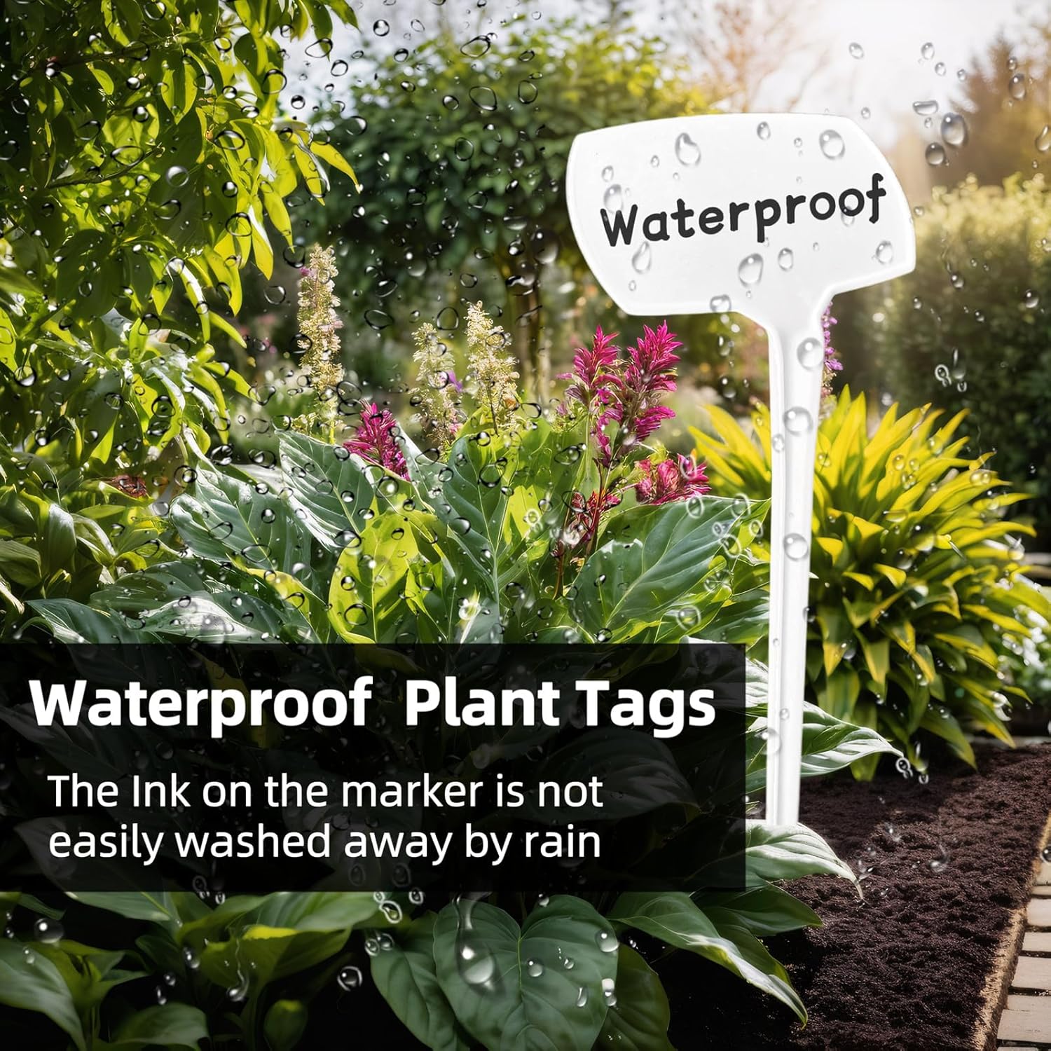 Large Plant Markers, 14.1'' Tall Plant Labels for Outdoor Garden Waterproof Durable T-Type Plastic Garden Labels, Perfect for Herbs, Flowers, Vegetable with a Marker Pen (12PCS)-VerdiqueGarden