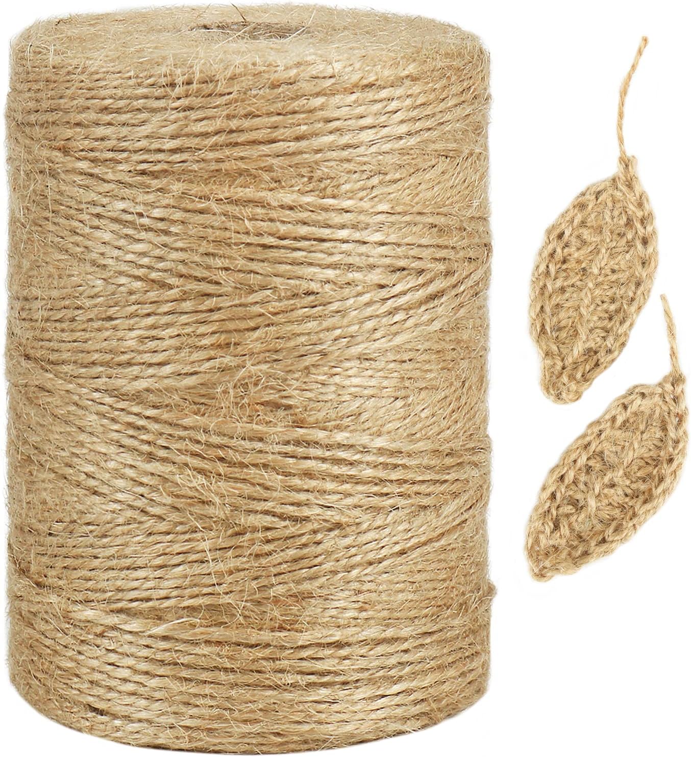 Tenn Well Natural Jute Twine, 984 Feet 2Ply 1mm Thin Brown Twine String for Crafts, Crocheting, Gift Wrapping, Gardening, Farmhouse Decor, Christmas Ornaments-VerdiqueGarden