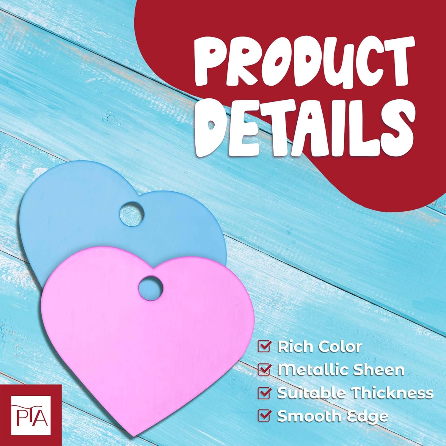 [Press TX Art] 40 Pcs Round(Circle), Bone, Rectangle, Heart Anodized Aluminum Stamping Blanks Tags 10 Mixed Colors Metal Engraving ID Name Tags with Rings (Hearts in 10 Colors)-VerdiqueGarden