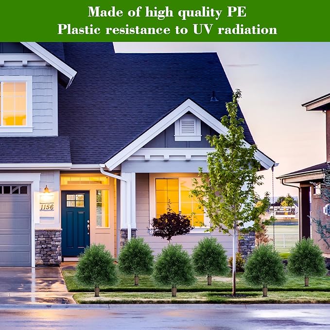 20" Artificial Cedar Topiary Ball Trees with Ground Spike, 2 Pack UV Resistant Artificial Shrubs, Fake Evergreen Artificial Plant Brush for Indoor Outdoor Front Porch Garden-VerdiqueGarden