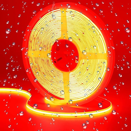 32.8ft(10M) DC 24V Red COB LED Strip Light IP65 Waterproof 3840LEDs Uniform Glow Dotless Flexible LED Tape Lights for DIY Garden Backyard Hallways Stairs Decoration(No Power Supply)-VerdiqueGarden
