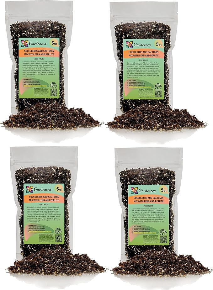 Fern + Perlite Soil Mix - 10 Quart - for Repotting and Planting Succulents and Cactuses (4 Bags of 5 Quart)-VerdiqueGarden