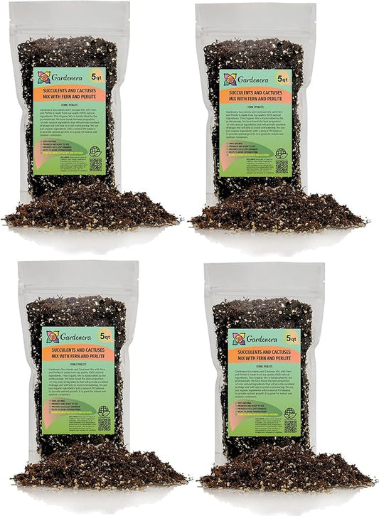 Fern + Perlite Soil Mix - 10 Quart - for Repotting and Planting Succulents and Cactuses (4 Bags of 5 Quart)-VerdiqueGarden