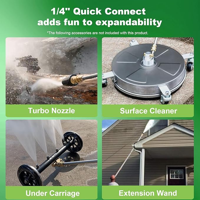 Electric Pressure Washer 5000PSI 4.0GPM Power Washers with M22-14mm Pressure Hose 33FT, Power Sprayers High Pressure with 1/4" QC Compatible Surface Cleaner for Home Cars Driveways, LGreen-VerdiqueGarden