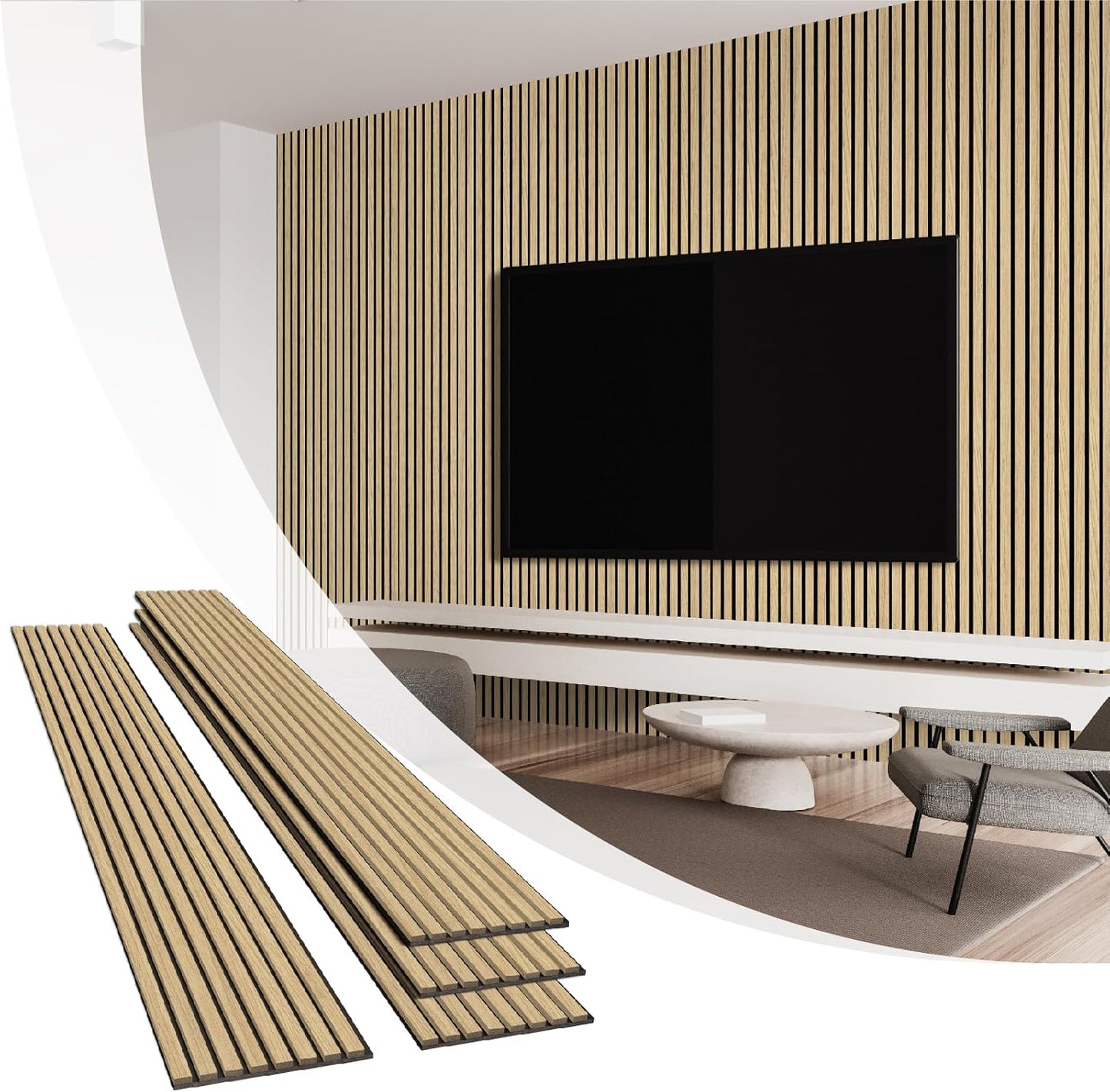 Olanglab Wood Slat Wall Panels 4 Pack, Wooden Acoustic Wall Panels, 94.5"x12.6" Each 3D Wall Panels for Interior Wall Decor (Warm Oak-Extendo Trio)-VerdiqueGarden