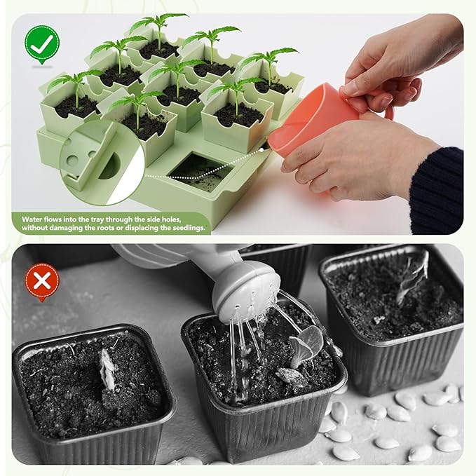 Green Bazzar Seed Starter Tray with Handle, 9 Individual Cells, Reusable Plant Germination Trays with Humidity Lid, Ideal for Germinating Seeds Indoors & Transplanting Outdoors, Durable & Easy to Use-VerdiqueGarden