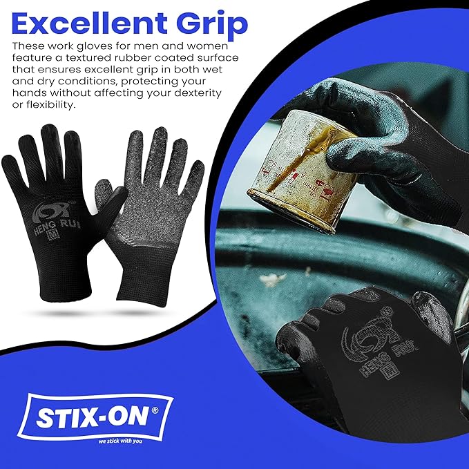 10 OR 20 Pairs Work Gloves–Heavy Duty Rubber Coated Safety Work Gloves–Multipurpose Gloves-VerdiqueGarden