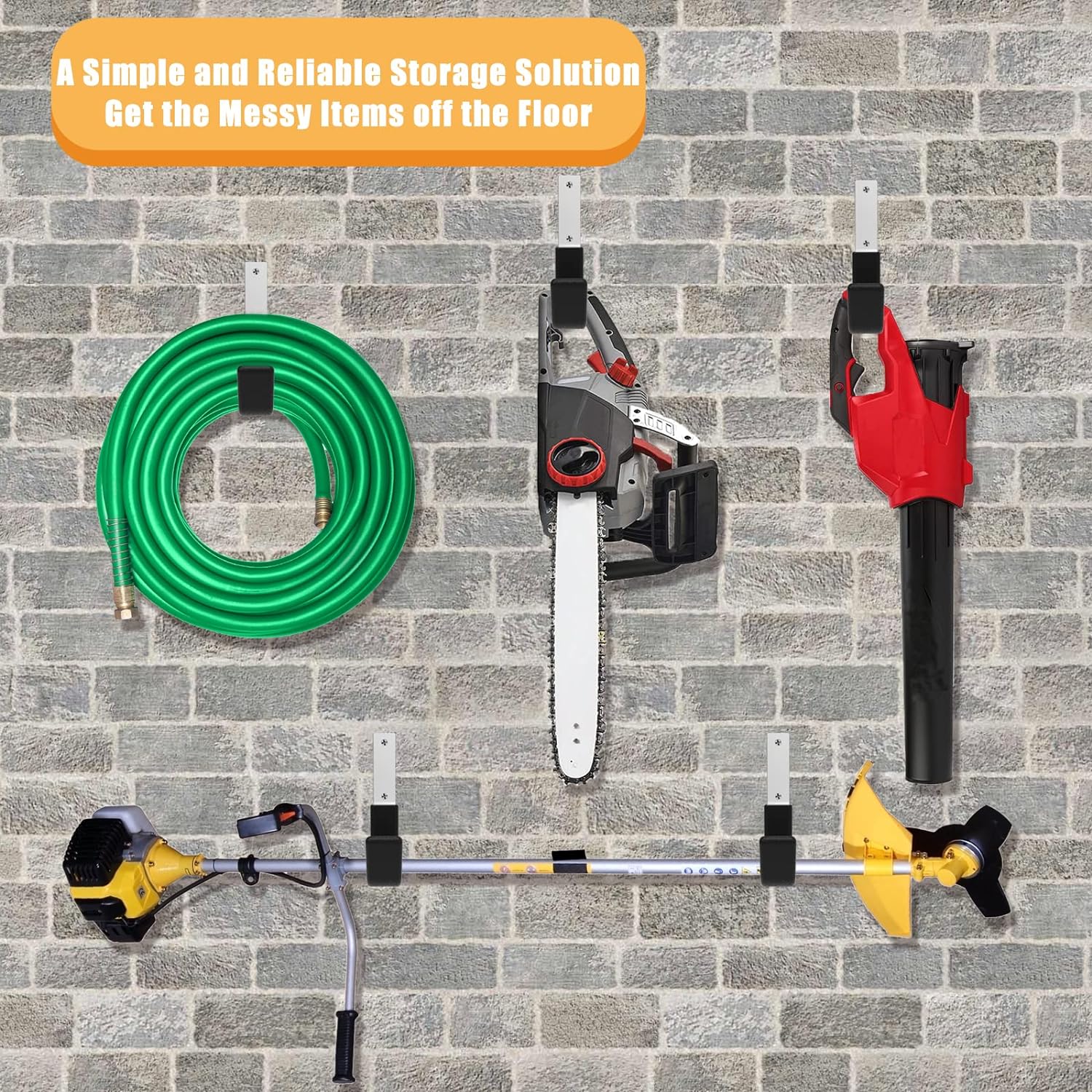 Heavy Duty Utility Hooks - Wall Mount, Hooks for Garage, Hose, Bike, Ladder, Leaf Blower Hanger (6 Medium)-VerdiqueGarden