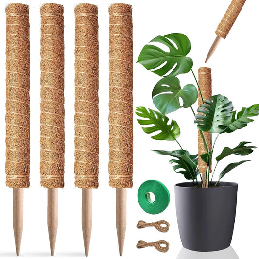 Moss Pole, 4Pack 21 Inch Plant Support Stakes for Indoor Plants, Monstera Plant Support Stakes, 69 Inch Tall Coir Plant Pole Sticks for Potted Plants, Pothos, Philodendron, Climbing Plants Accessories-VerdiqueGarden