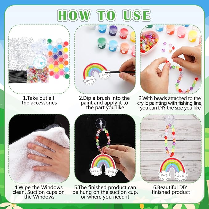 30 Sets Suncatchers Window Art Kits, DIY Sun Catchers Bulk Crafts Paint Your Own Window Ornaments for Boys Girls Classroom Home Party Birthday Activity Decor(Spring Style)-VerdiqueGarden