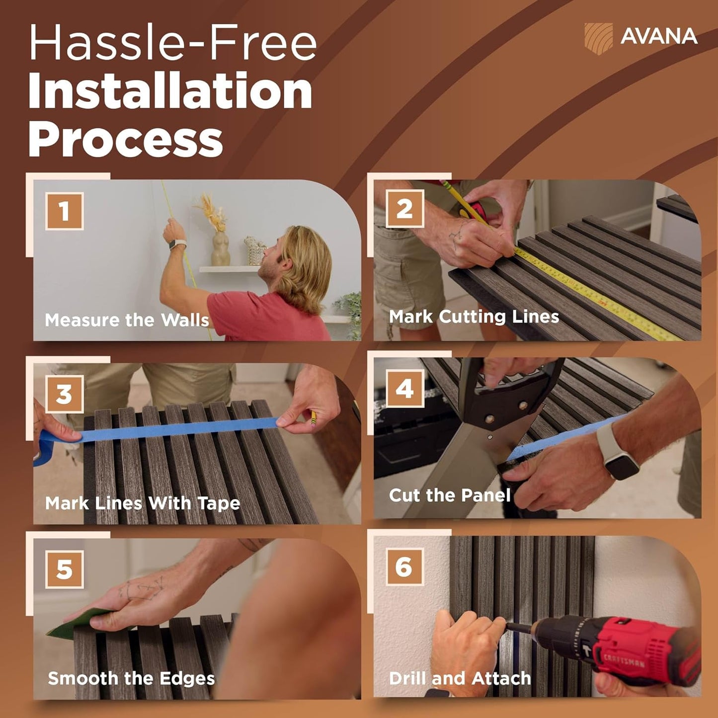 Avana Modern Acoustic Wood Wall Panels – 94.4x12.6 Inch Dark Walnut Acoustic Panels 1 PC – Wall Panels For Interior Wall Decor For Homes, Offices, Studios – Sturdy And Durable Wood Panels For Wall-VerdiqueGarden