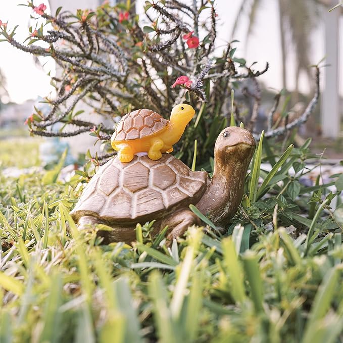VP Home Mom and Baby Turtle Solar Powered LED Outdoor Decor Garden Light Great Addition for Your Garden, Solar Powered Light Decorations Gifts for Outside Patio Lawn Yard-VerdiqueGarden