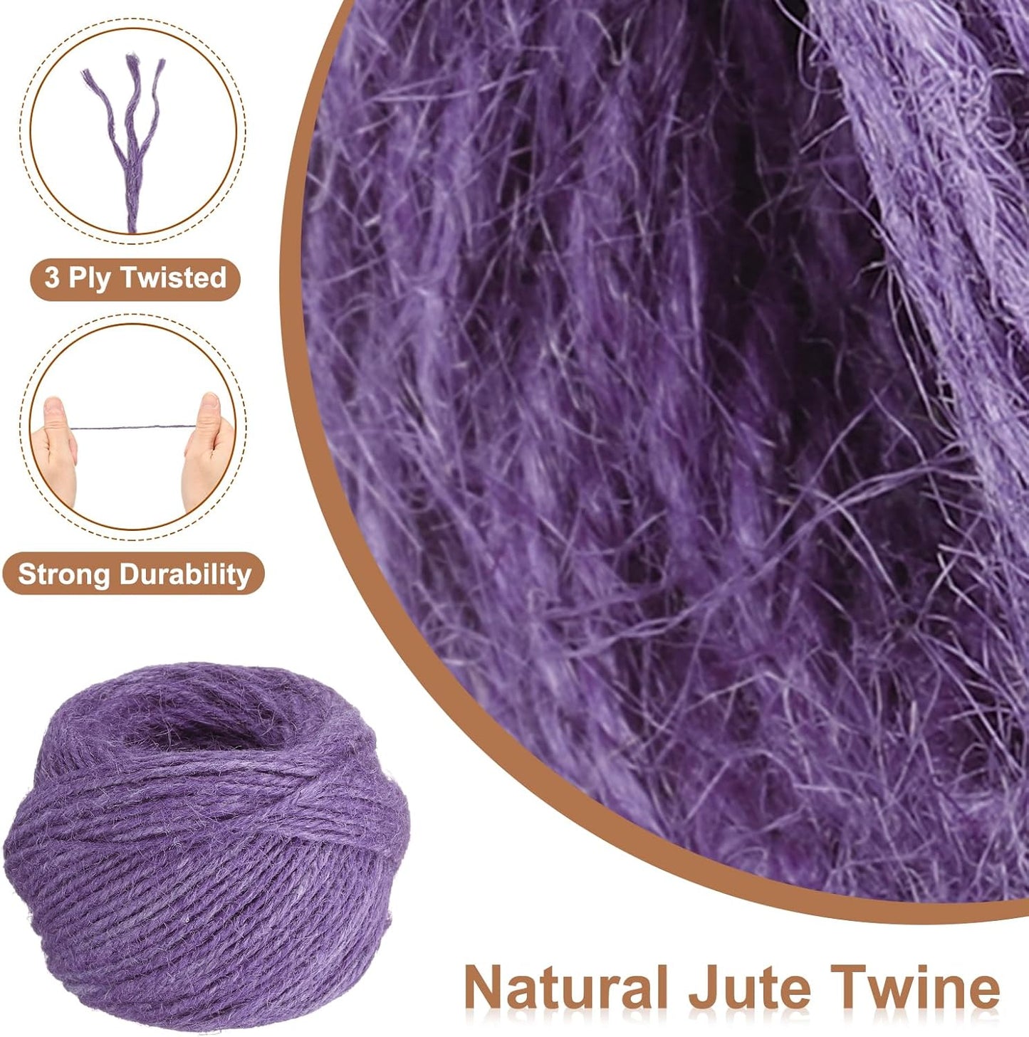 uxcell 164 Feet Natural Jute Twine String,2mm Thin Garden Twine Rope Colored Plant String Cord for DIY Art Crafts Gift Wrapping Decoration Packing Gardening Plant Hanger,Light Purple-VerdiqueGarden