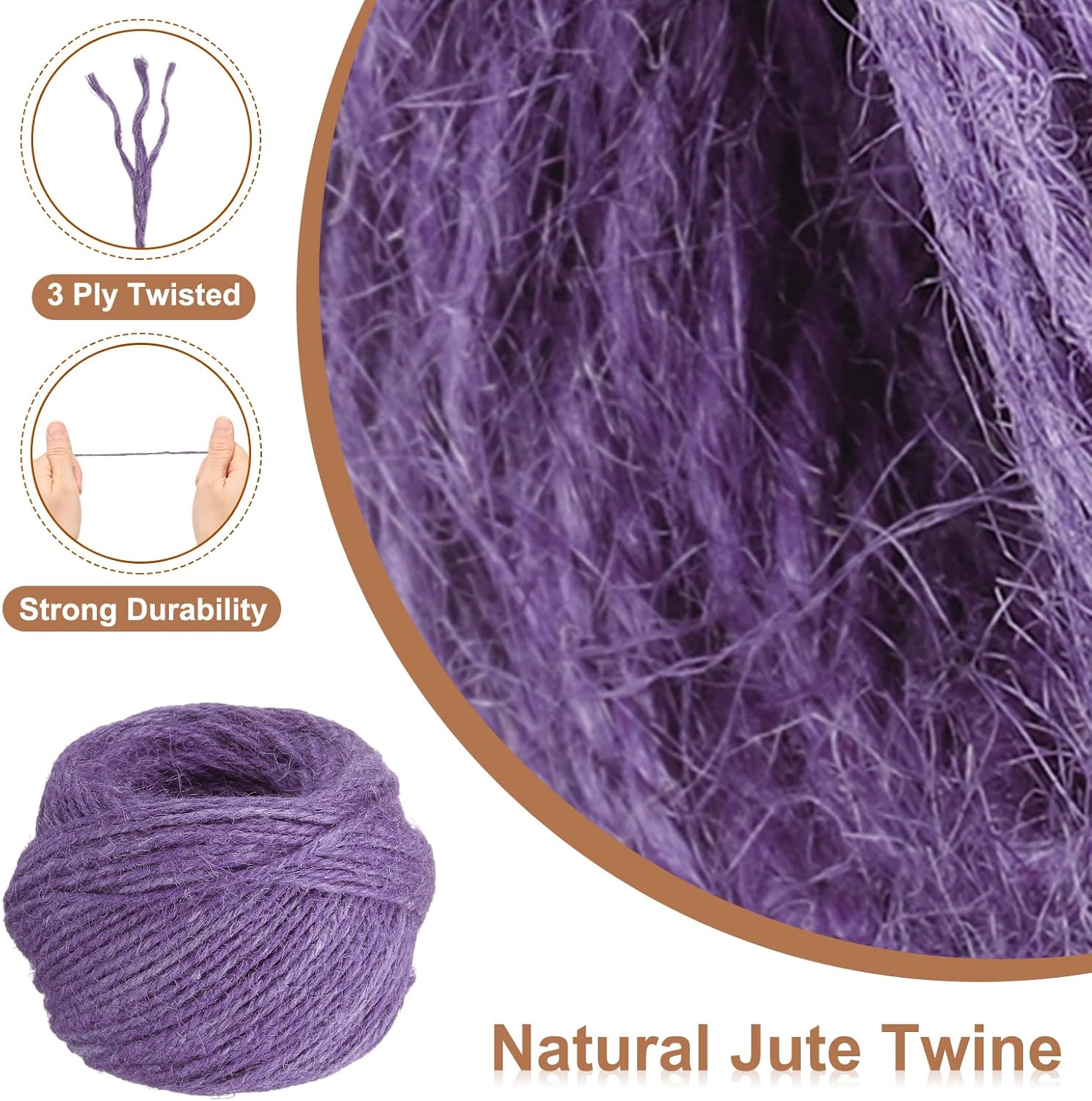 uxcell 164 Feet Natural Jute Twine String,2mm Thin Garden Twine Rope Colored Plant String Cord for DIY Art Crafts Gift Wrapping Decoration Packing Gardening Plant Hanger,Light Purple-VerdiqueGarden