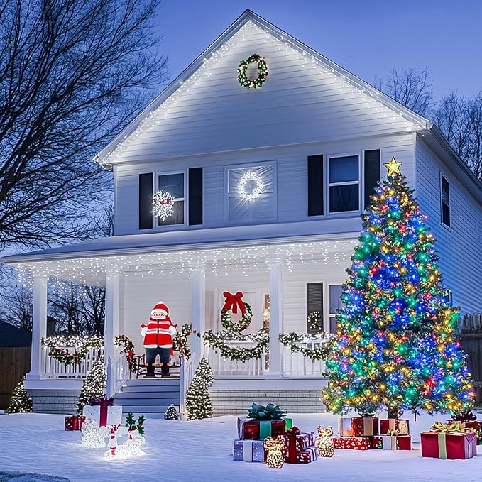 JMEXSUSS 200 LED Christmas String Lights Outdoor Waterproof, 66ft Color Changing String Lights Plug in, Cool White & Multicolor Christmas Lights for Trees Yard Wedding Xmas Party Decorations-VerdiqueGarden