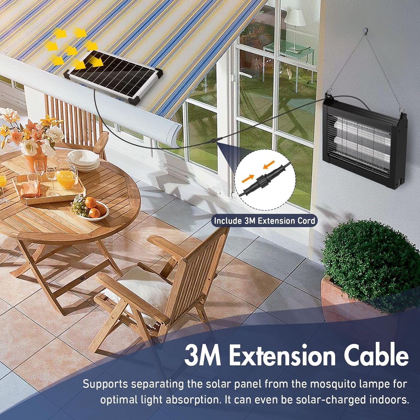 Solar Bug Zapper Outdoor, Jinyeda 4500V Rechargeable Mosquito Zapper 4000mAh Battery, Detachable Solar Panel, Waterproof Mosquito Killer, Cordless Fly Insect Zapper for Indoor Patio Garden Camping-VerdiqueGarden