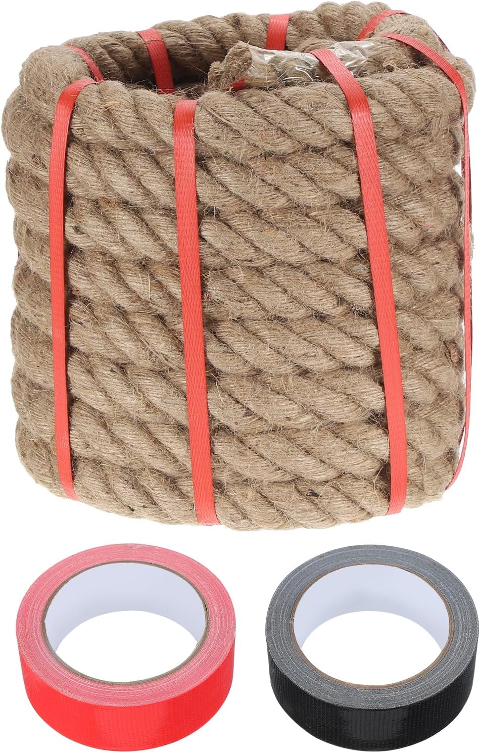 MECCANIXITY Jute Rope 1.3 Inch x 30ft, Thick Twine Rope Ropes Braided Jute Twine Natural Brown Burlap Cord String Heavy Twisted with Tapes for Decorative Crafts Railing Swing Tug of War-VerdiqueGarden