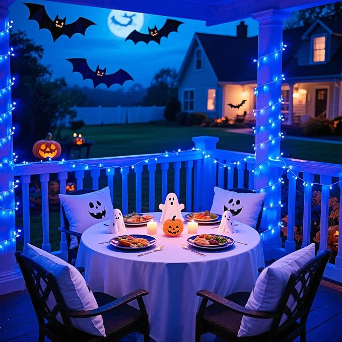 JMEXSUSS 66ft 200 LED Blue Christmas Lights Indoor Outdoor, Connectable Blue String Lights Clear Wire Plug in, 8 Modes Blue Fary Lights for Halloween Tree Party Bedroom Wall Christmas Decoration-VerdiqueGarden