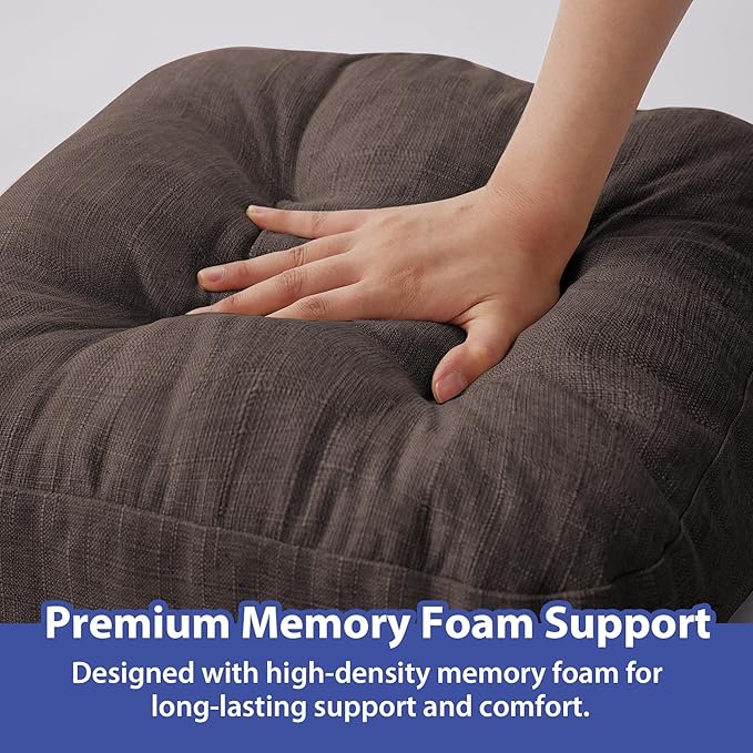 Chair Cushions for Dining Chairs, Dining Chair Cushions, Tufted Indoor Chair Pads with Ties & Non Slip Backing, Seat Cushions for Kitchen Chairs 16.5” x 16.5” x 3.5”, Set of 6, Brown-VerdiqueGarden