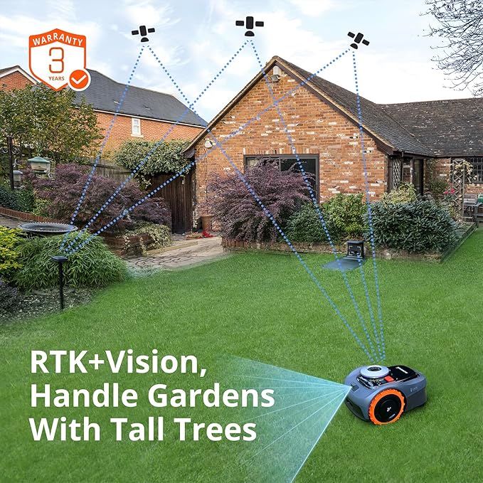 Segway Navimow i110N Robot Lawn Mower Perimeter Wire Free 1/4 Acre RTK+Vision Robotic Lawnmower, AI-Assisted Mapping, Virtual Boundary, APP Control, 58dB(A) Quiet, Multi-Zone Management-VerdiqueGarden