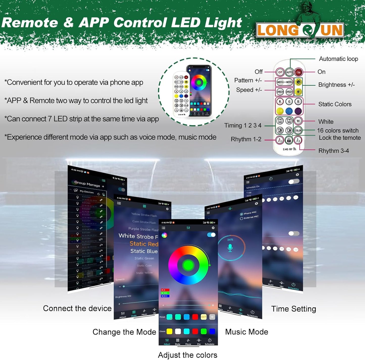 LONGRUN Stainless Steel Waterfall Spillway, APP Control Multi-Color LED Light Outdoor Pool Fountain, Water Spillway Koi Pond Waterfalls Fountains Kit for Garden Patio Swimming Pool Decoration-11.8"-VerdiqueGarden