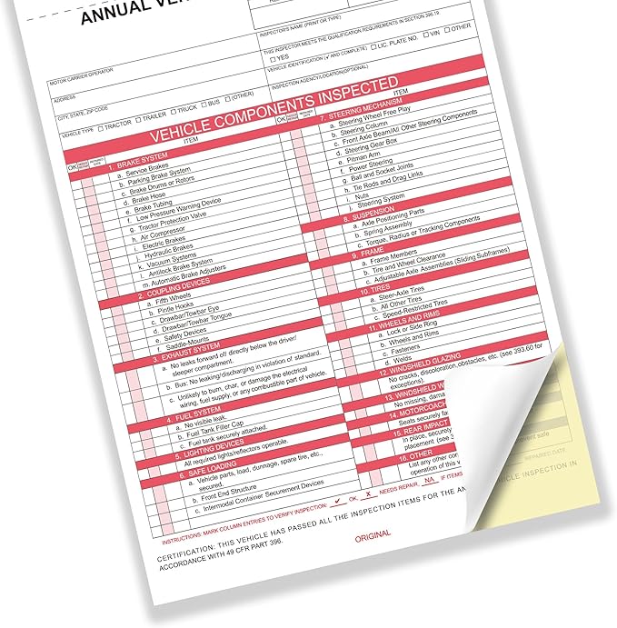 Annual Vehicle Inspection Report (30Pc Red 2+3-Ply Carbonless)-VerdiqueGarden
