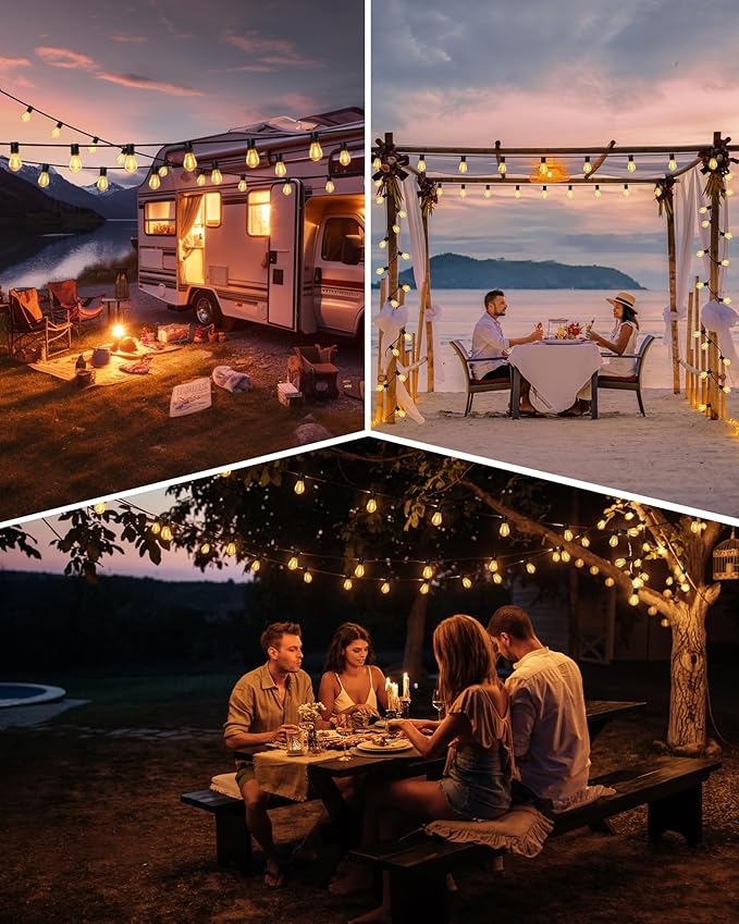 Torkase 50FT Outdoor String Lights LED, S14 Shatterproof Bulbs (15+1), Waterproof Dimmable Patio Lights for Backyard, Porch, Garden - Connectable Commercial Grade-VerdiqueGarden