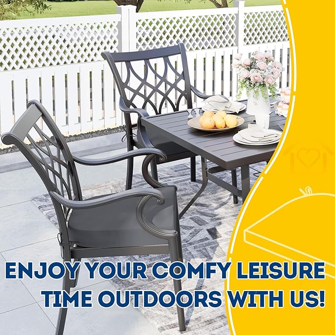 AAAAAcessories Outdoor Seat Cushions for Chairs, Waterproof, Fade-Resistant Patio Furniture Replacement Cushions, 17" x 16" x 2", Set of 2, Dark Gray-VerdiqueGarden