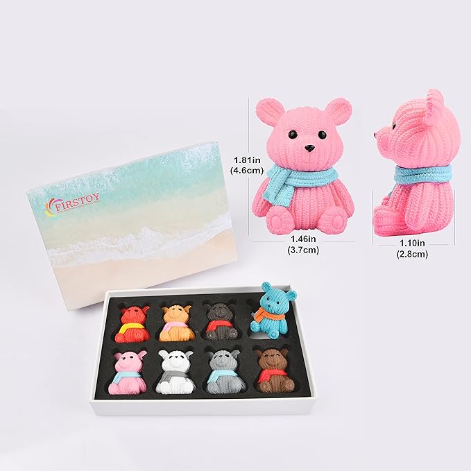 8Pcs Mini Resin Teddy Bear Figurines Cute Scarf Bears Desktop Ornaments Car Interior Decoration Garden FigurinesTiny Bear Statues Animals Sculpture Micro Landscape-VerdiqueGarden