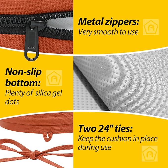 AAAAAcessories Outdoor Seat Cushions for Chairs, Waterproof, Fade-Resistant Patio Furniture Replacement Cushions, 15" x 15" x 2", Set of 2, Rust-VerdiqueGarden