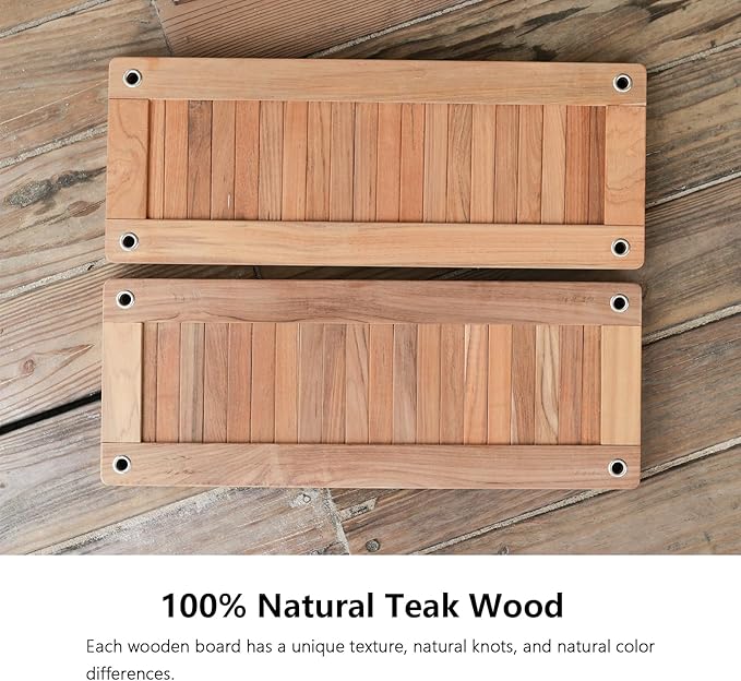 Teak Wooden Swing, Outdoor Wood Tree Swing Seat for Kids or Adults for Backyard Columpio, Height Adjustable (23.8x9inch)-VerdiqueGarden