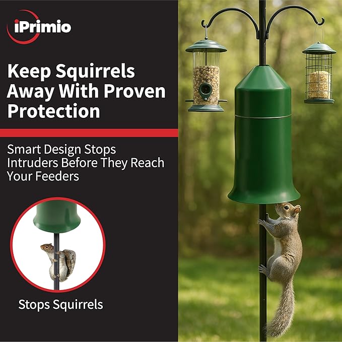 iPrimio 18" Squirrel Baffle – Easy Install Wrap Around Design: Durable Weather-Resistant Bird Feeder Baffle for Poles, Protects Hanging Feeders, No-Tool Setup, 2 Pack-VerdiqueGarden