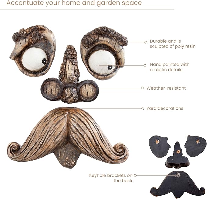 Bits and Pieces - 'Old Man' Tree Hugger - Yard Decorations - Whimsical Tree Sculpture - Garden Decoration - Garden Peeker Yard Art-VerdiqueGarden