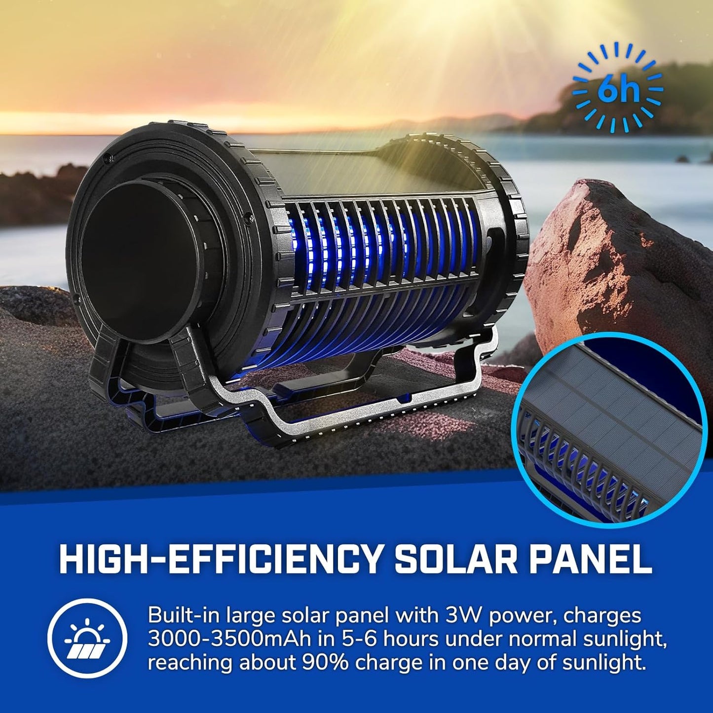 Portable Solar Powered Bug Zapper, 3 Mode (Sensor Auto/UV Light/LED) Mosquito Zapper with 4000mAh Battery, Portable Waterproof Rechargeable Fly Trap for Indoor Outdoor, Home, Patio (Black)-VerdiqueGarden