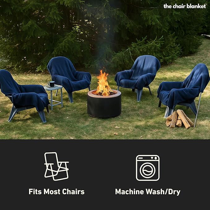 CITYBONFIRES The Chair Blanket™ Reversible Waterproof with Sherpa Lining – Portable Outdoor Cover for Camping, Sports & Patio – Folds into Carry Pouch with Strap - Navy-VerdiqueGarden