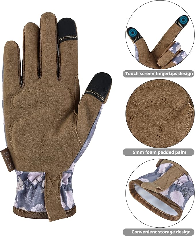 Gardening Gloves for Women and Men, Garden Gloves with Touch Screen, Thorn Proof Puncture Resistant Working Gloves, Gardening Gifts for Women, Size Medium-VerdiqueGarden