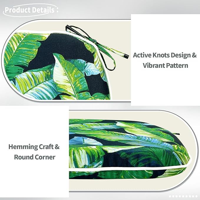 Indoor/Outdoor Chair Cushions 16x17 Inch, Patio Chair Cushions with Ties, All Weather Seat Cushions for Patio Furniture Home Garden Chair Use, Set of 4, Hanalei Lagoon-VerdiqueGarden