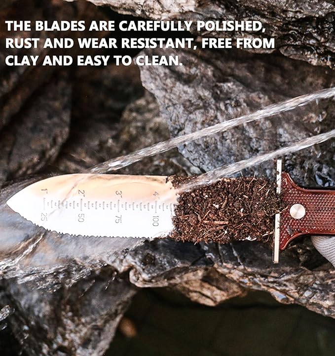 Hori Hori Garden Knife Tool - Stainless Gardening knife,With Sheath Soil Knife,Weeding Knife Yes Garden Digging, for Gardeners 2PACK-VerdiqueGarden