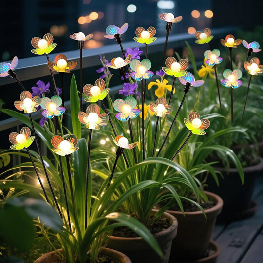 Solar Garden Lights, 2 Pack 12 LED Solar Swaying Flower Light, Waterproof Firefly Lights Outdoor Fairy Light for Garden Patio Yard Pathway Flower Bed Decoration-VerdiqueGarden