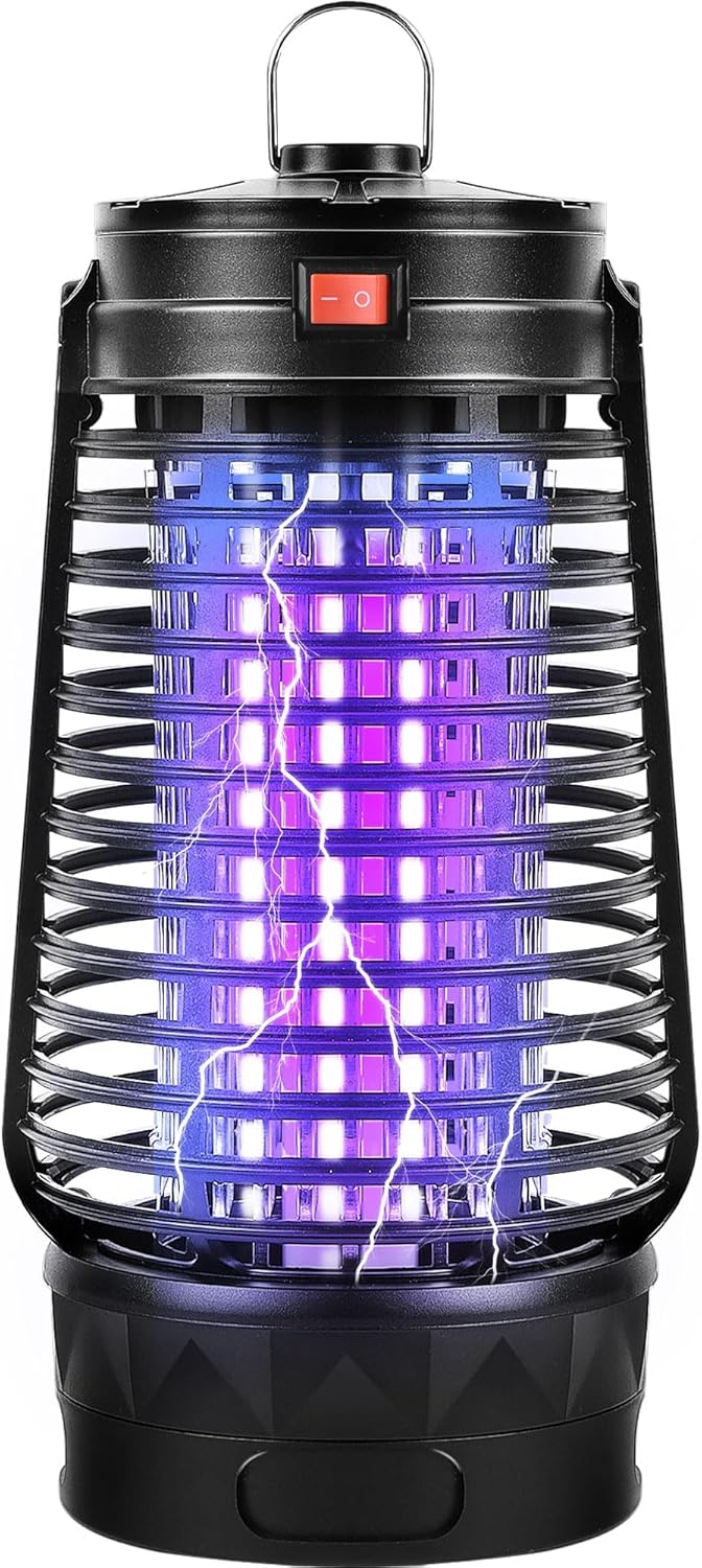 Electric Bug Zapper, 2500V Plug-in Mosquito Trap with Replaceable Sticky Pads & Lamp Tube, 365nm Lighted Hanging Insects Killer Attracting Moths, Gnats, Flies IPX4 for Indoor Outdoor Use-VerdiqueGarden