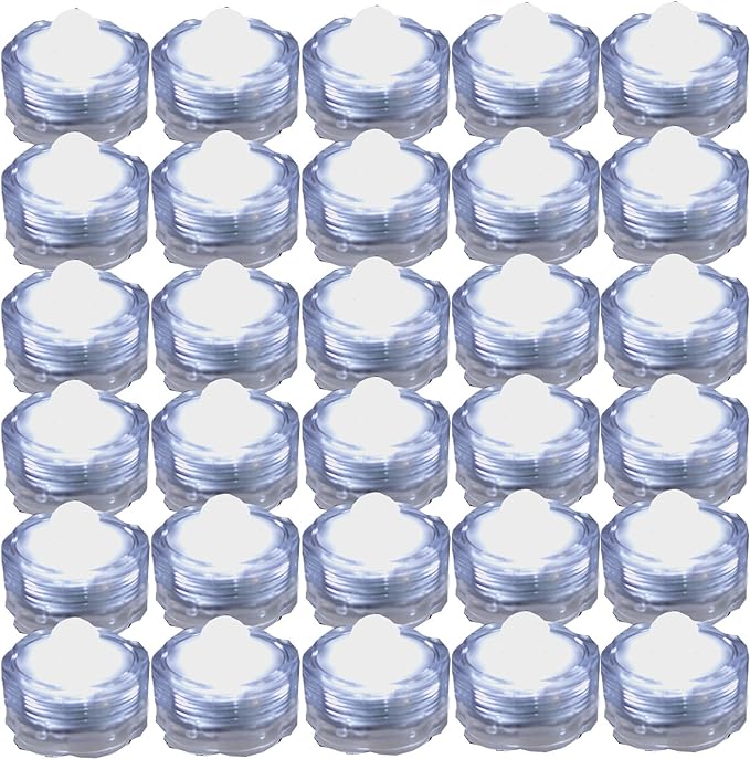 Bright LED Floral Tea Light Vase Submersible Lights for Party Wedding (White, 30 Pack)-VerdiqueGarden